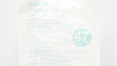 Braun 473054 Triple Stopcock Extension Set w/Stopcocks&Connector 47inch x 6mL(x)